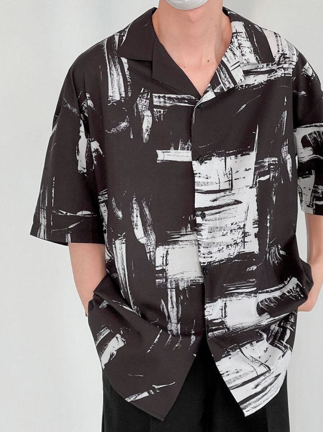 Рубашка DAZO Studio Shirt Cuban Collar Japanese Pattern (1)