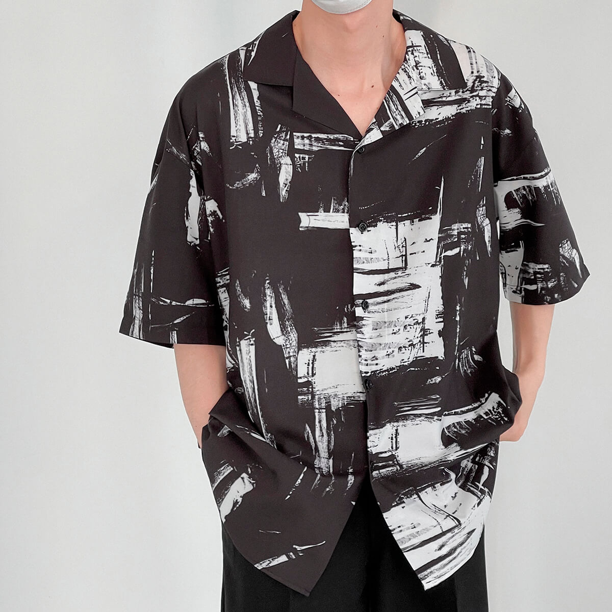 Рубашка DAZO Studio Shirt Cuban Collar Japanese Pattern (1)