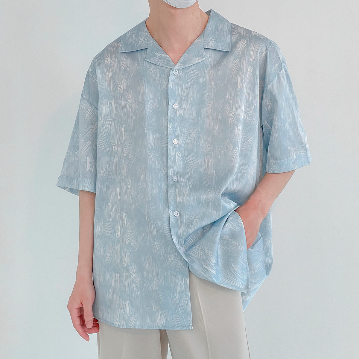 Рубашка DAZO Studio Silk Shirt Brush Strokes Pattern (1)