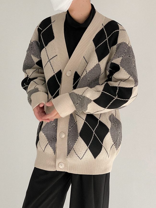 Кардиган DAZO Studio Knitted Cardigan Rhombus Pattern (1)