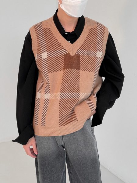 Жилет DAZO Studio Knitted Vest V-Neck Square Pattern (1)