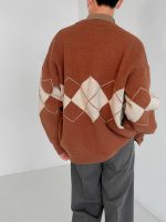 Кардиган DAZO Studio Knitted Cardigan V-neck Diamond Pattern (4)