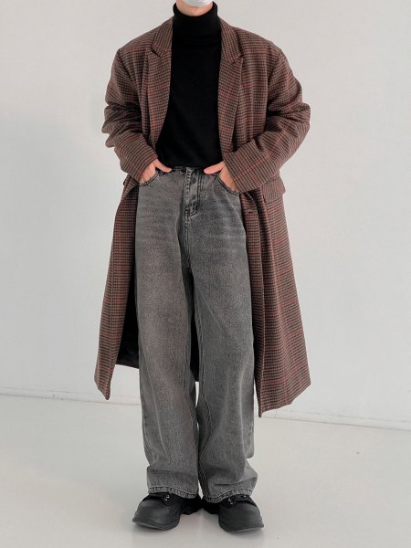 Пальто DAZO Studio Plaid Long Wool Coat (1)