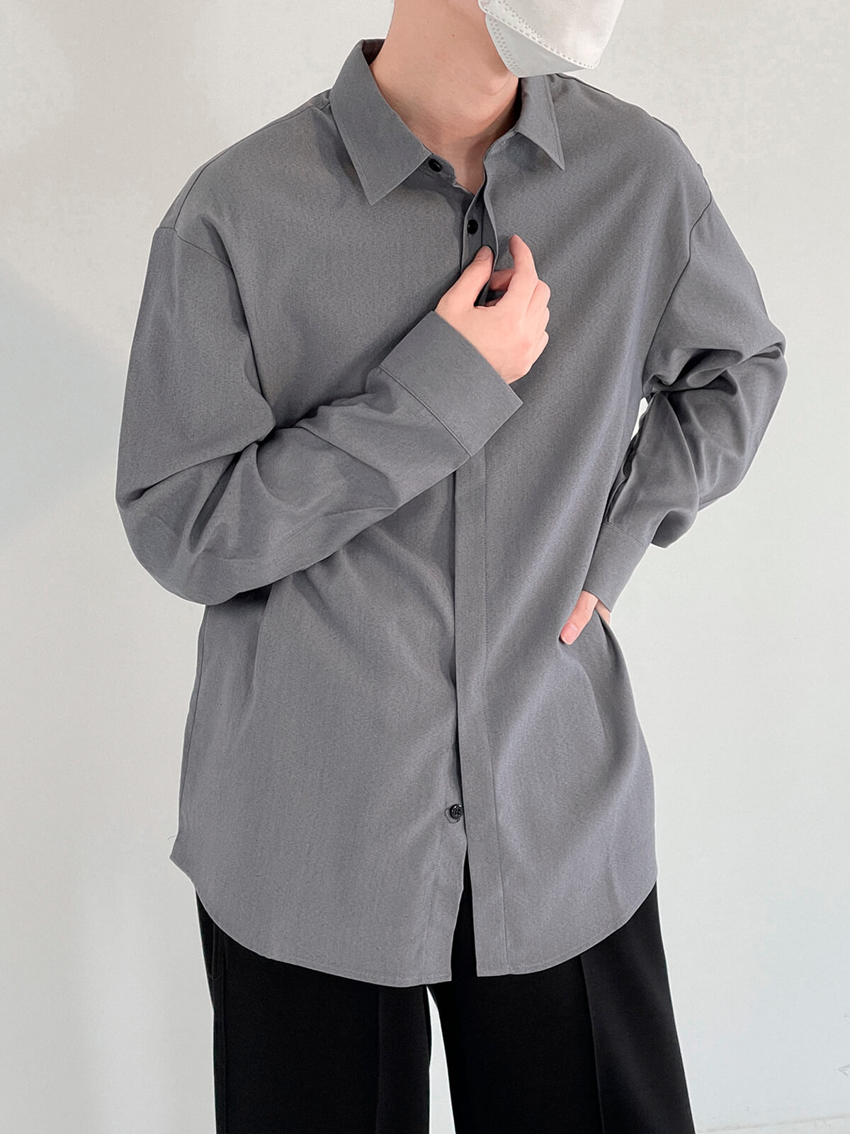 Рубашка DAZO Studio Casual Gray Blue Shirt (5)