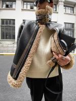 Дублёнка Attitude Studio Sheepskin Coat Linear Design Faux Leather (4)