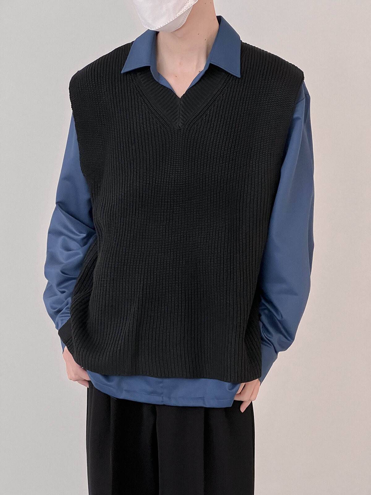 Жилет DAZO Studio Solid Colored Fine Knit Split Vest (7)