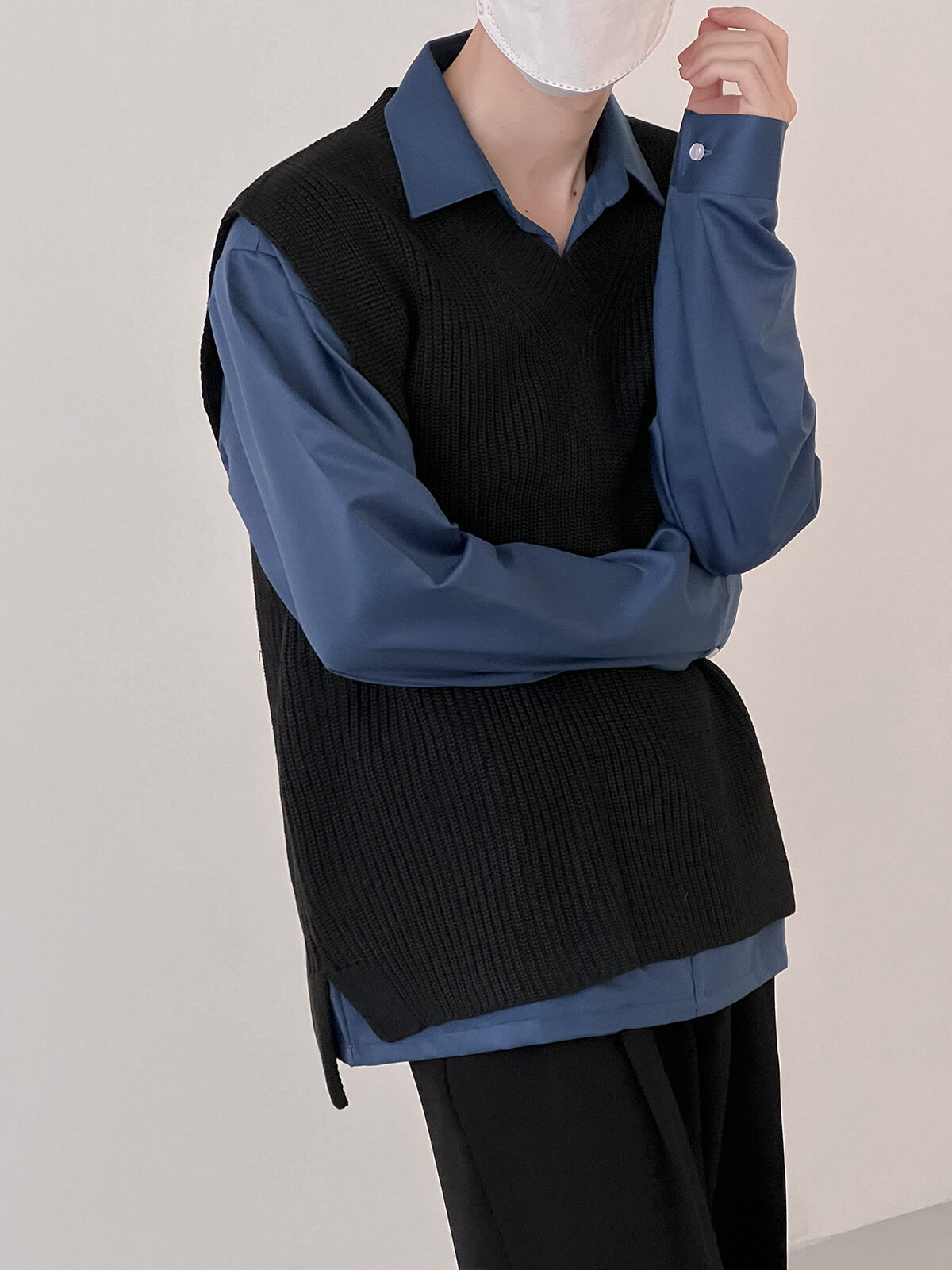 Жилет DAZO Studio Solid Colored Fine Knit Split Vest (8)