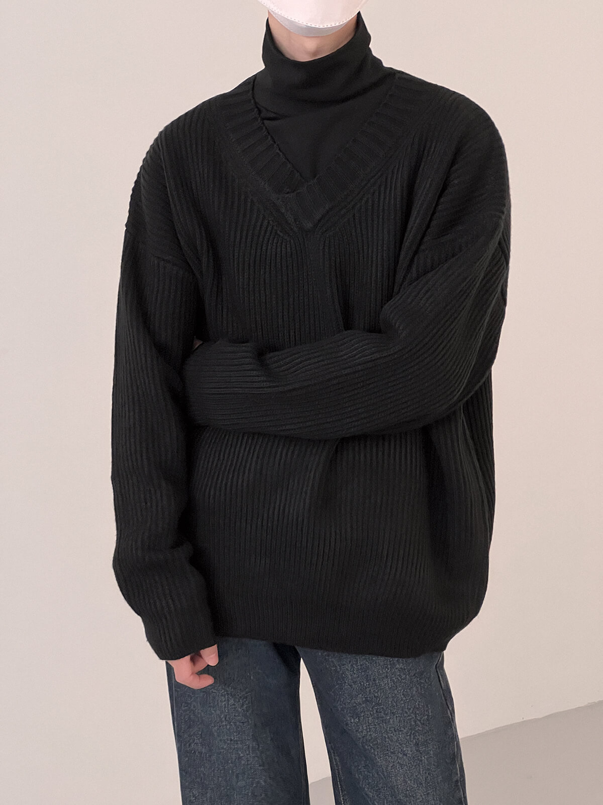 Свитер DAZO Studio Knit Braided V-Neck Sweater (8)