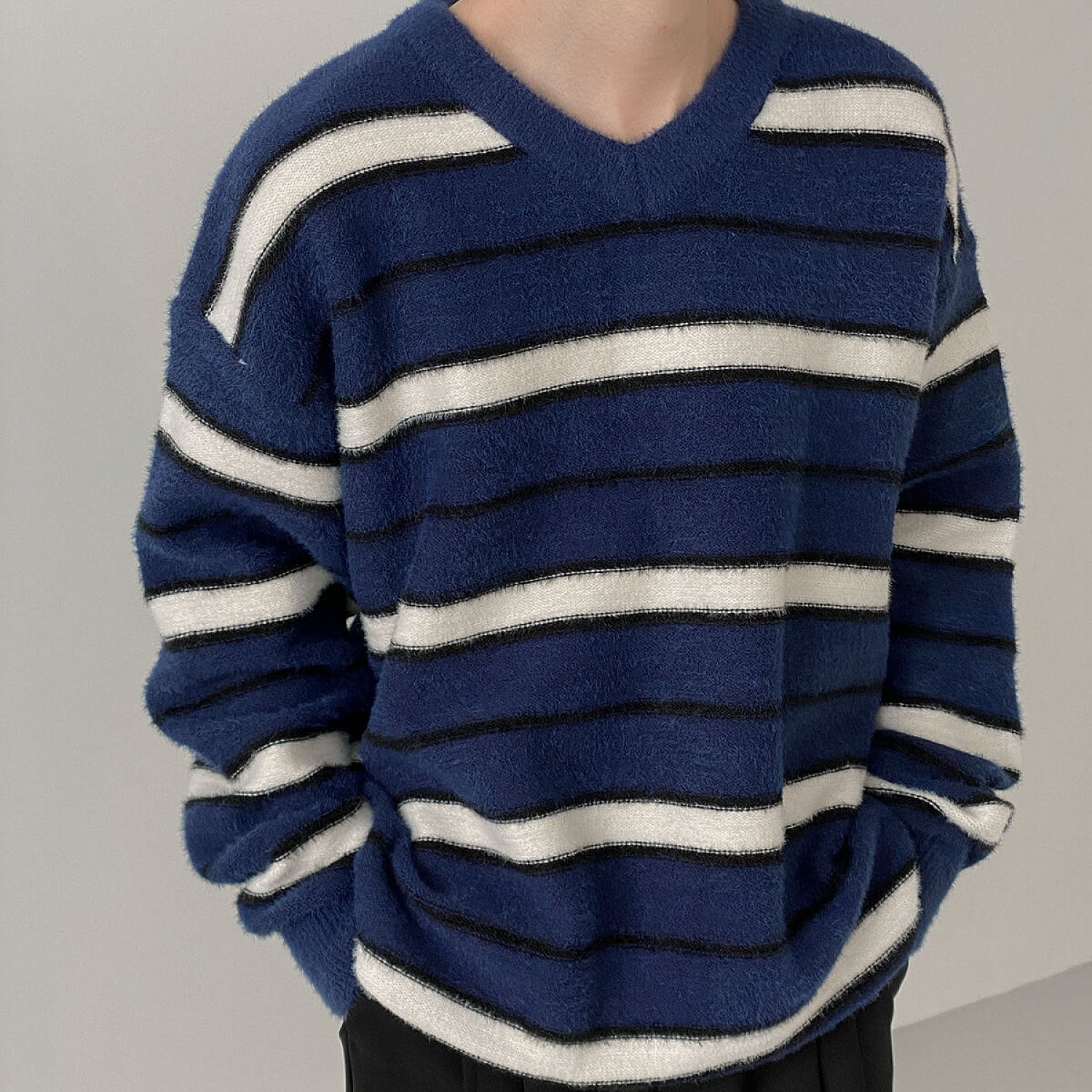 Свитер DAZO Studio Mohair Sweater Contrast Horizontal Stripes (1)