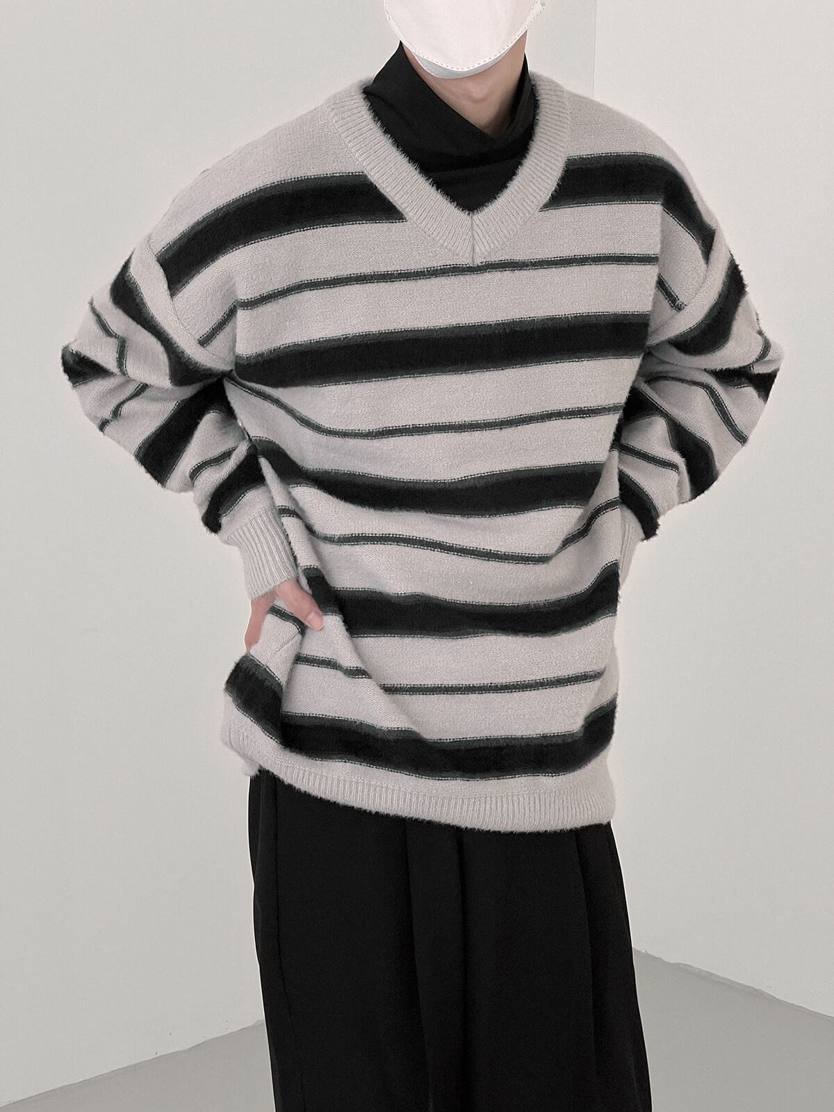 Свитер DAZO Studio Mohair Sweater Contrast Horizontal Stripes (8)