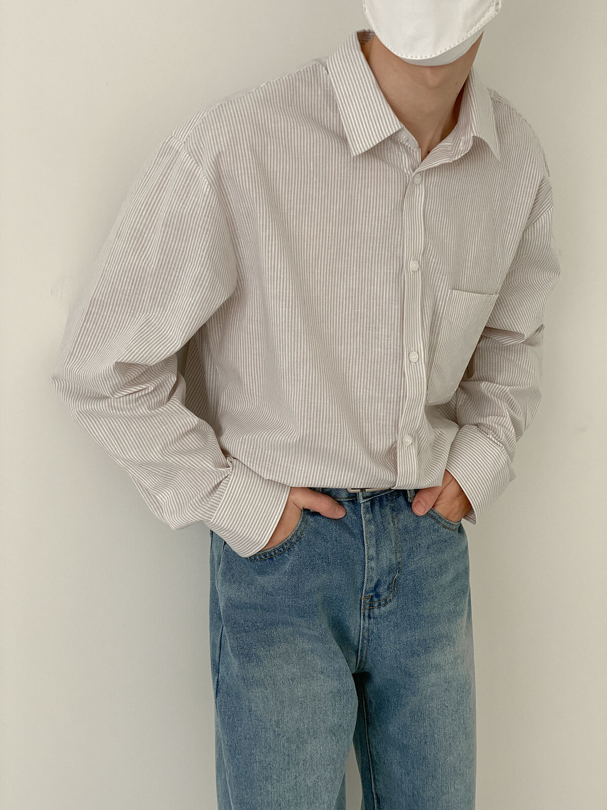 Рубашка DAZO Studio Basic Shirt Vertical Stripe Pocket (4)