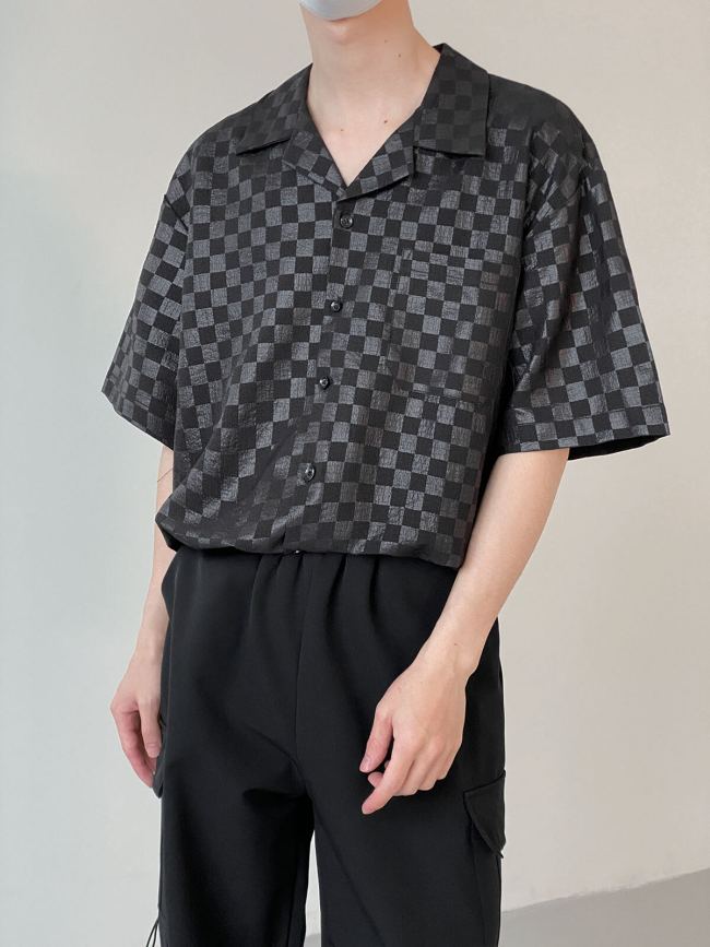 Рубашка DAZO Studio Lightweight Shirt Square Pattern Cuban Collar (1)