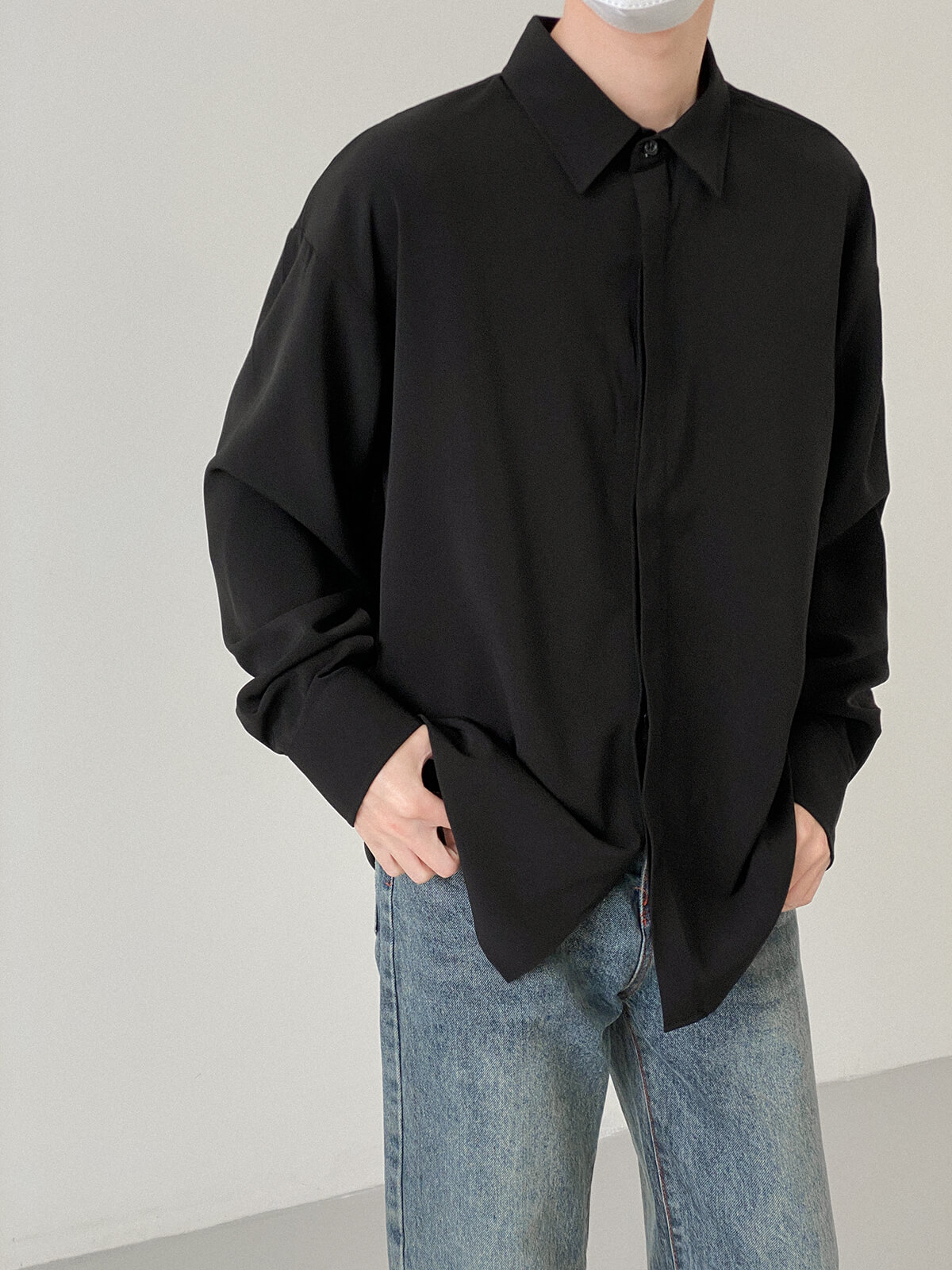 Рубашка DAZO Studio Plain Faux Silk Shirt (2)