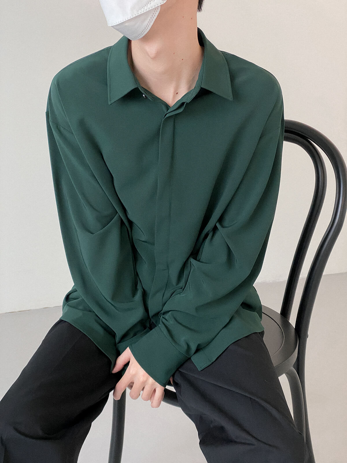 Рубашка DAZO Studio Plain Faux Silk Shirt (8)