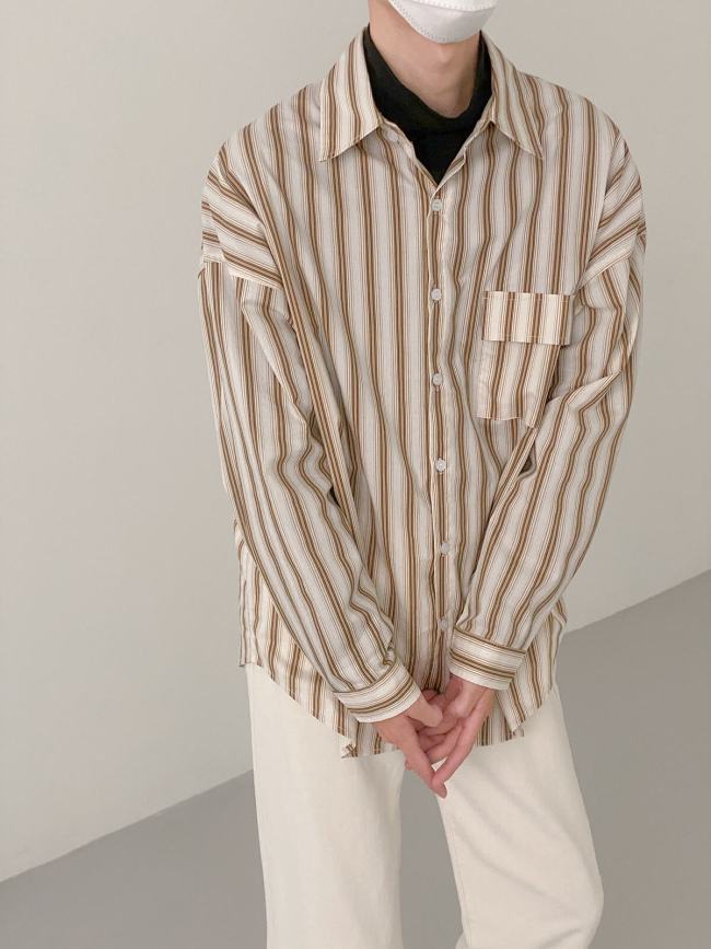 Рубашка DAZO Studio Retro Shirt Pocket Vertical Stripe (1)