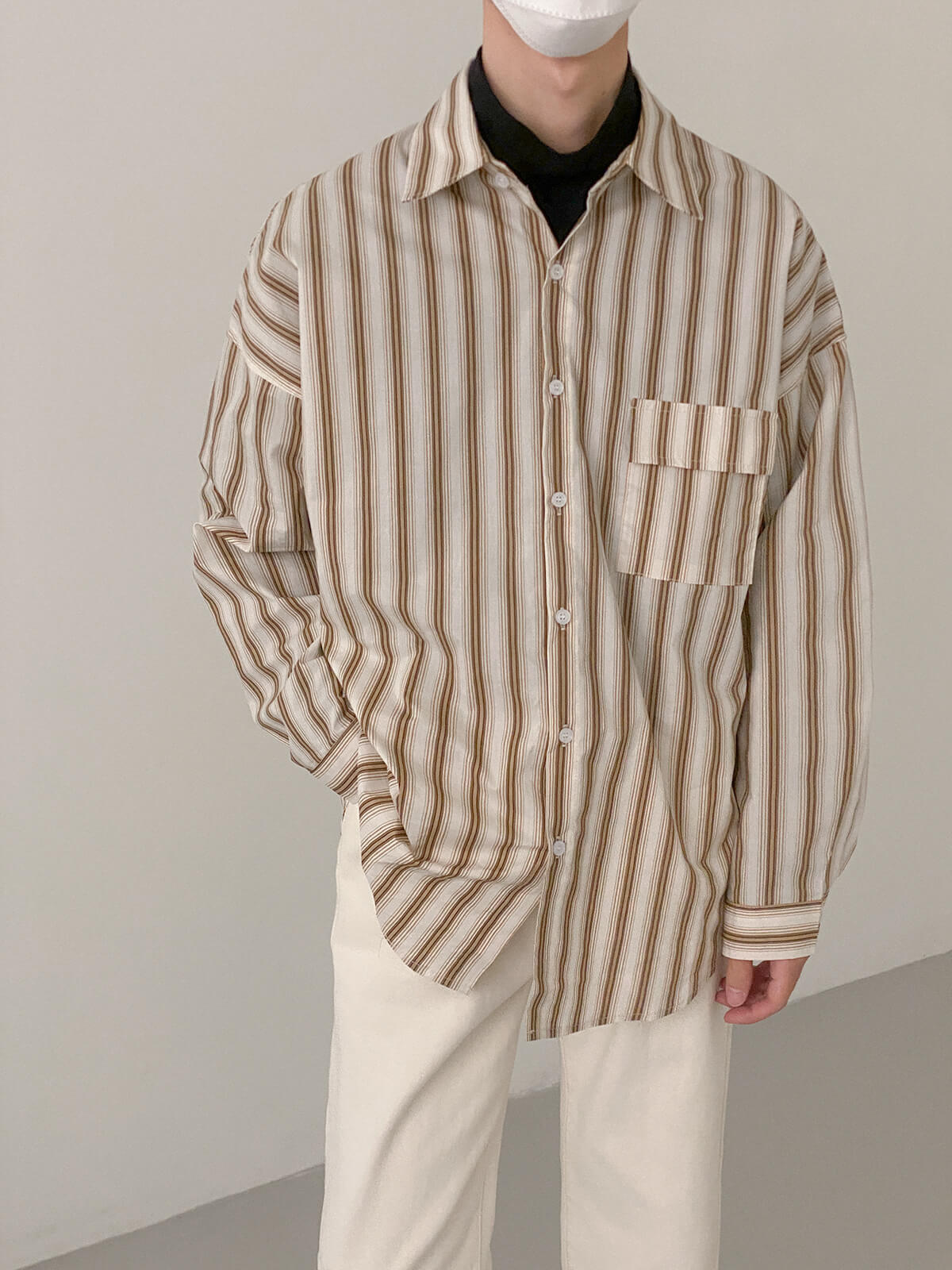 Рубашка DAZO Studio Retro Shirt Pocket Vertical Stripe (3)