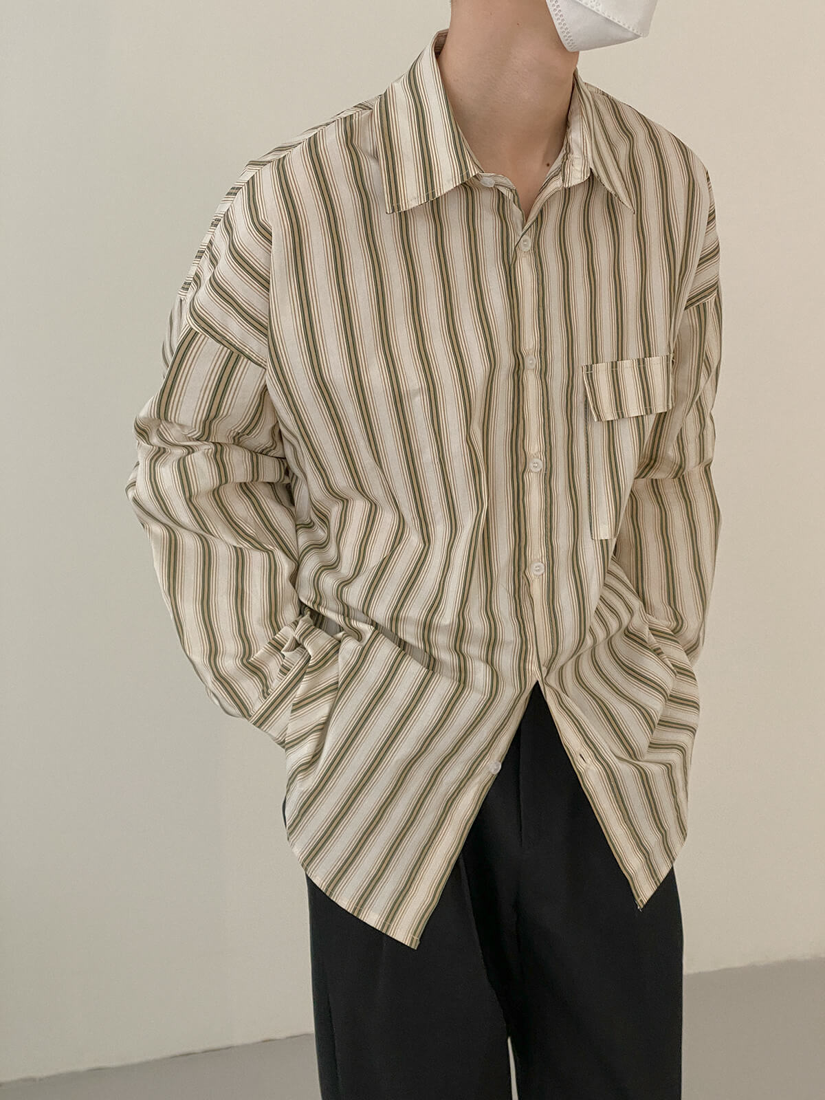 Рубашка DAZO Studio Retro Shirt Pocket Vertical Stripe (6)