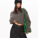 Свитшот "Black BB Fleece Crop Zipper Sweatshirt"