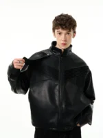 Куртка "MADWITCH Beveled Lines PU Leather Jacket"