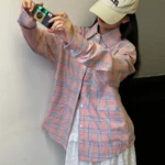 Рубашка "19 Studio Pink Blue Checkered Shirt"