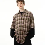 Рубашка "MADWITCH Combo Sleeve Plaid Shirt"