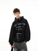 Худи "MADWITCH Frayed Retro Letter Hoodie"