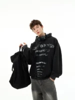 Худи "MADWITCH Frayed Retro Letter Hoodie" — изображение 2