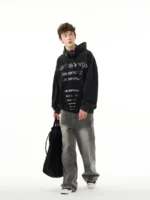 Худи "MADWITCH Frayed Retro Letter Hoodie" — изображение 3