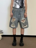 Шорты "19 Studio A010 Ripped Denim Shorts"