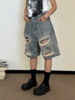 Шорты "19 Studio A010 Ripped Denim Shorts" — изображение 3