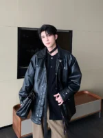 Куртка "Hualun Style Shine PU Leather Jacket"