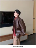 Куртка "Hualun Style Shine PU Leather Jacket" — изображение 13