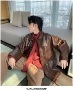 Куртка "Hualun Style Shine PU Leather Jacket" — изображение 16