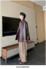 Куртка "Hualun Style Shine PU Leather Jacket" — изображение 19