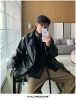 Куртка "Hualun Style Shine PU Leather Jacket" — изображение 6
