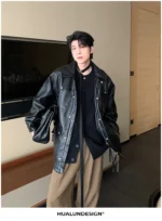 Куртка "Hualun Style Shine PU Leather Jacket" — изображение 7
