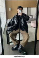 Куртка "Hualun Style Shine PU Leather Jacket" — изображение 8