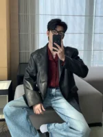 Куртка "Hualun Classic Look PU Leather Jacket" — изображение 2