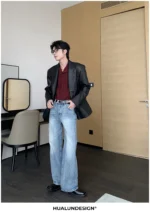 Куртка "Hualun Classic Look PU Leather Jacket" — изображение 16