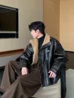 Куртка "Hualun Fur Inside PU Leather Jacket" — изображение 4