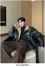 Куртка "Hualun Fur Inside PU Leather Jacket" — изображение 6