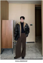 Куртка "Hualun Fur Inside PU Leather Jacket" — изображение 9