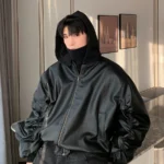 Куртка "Hualun Black Gloss PU Leather Jacket"