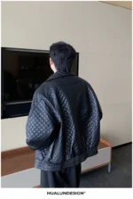 Куртка "Hualun Geometric Stitch PU Leather Jacket" — изображение 7