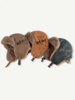 Шапка-ушанка "Head Gear Starry PU Leather Fur Hat"