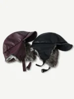 Шапка-ушанка "Head Gear Solid PU Leather Fur Hat"