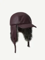 Шапка-ушанка "Head Gear Solid PU Leather Fur Hat" — изображение 3
