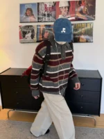 Свитер "19 Studio Vintage Striped Lapel Sweater" — изображение 6