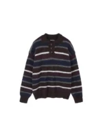Свитер "19 Studio Vintage Striped Lapel Sweater" — изображение 9