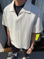 Рубашка-поло "BurnBro Linen Open Collar Polo" — изображение 8